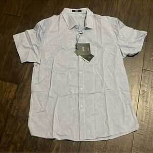 NWT Blue Casual Button Down short sleeve Shirt size M
